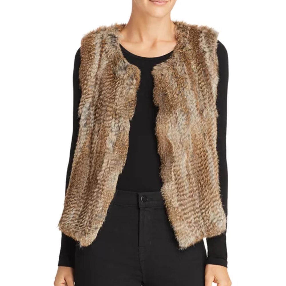 525 America Fur Vest in Brown and Tan